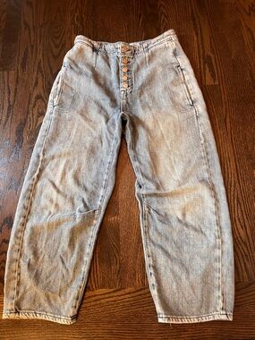 Free People Light Blue Button-Fly Ankle Jeans